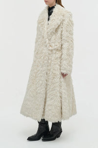 Cantwell Coat in Ivory Silk Fur