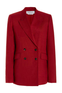 Angela Blazer in Red Silk Wool with Linen