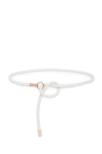 Rope Braided Belt in Ivory Nappa Leather