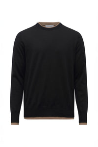 Wells Reversible Knit Sweater in Black & Camel Cashmere Silk