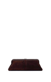 Paola Clutch in Dark Brown Suede