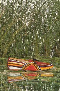 Hays Crochet Flat Shoe in Rust Multi Nappa Leather