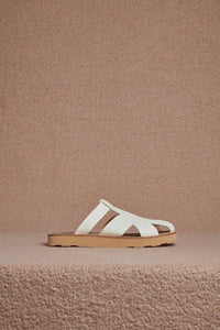 Phaon Slide Sandal in Cream Leather