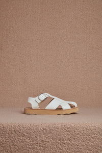 Horatio Flat Sandal in Cream Nappa Leather
