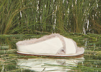 Ellington Flat Slide in Cream Leather with Wool Fur