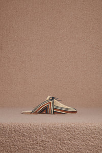 Harriet Flat Mule in Brown Multi Raffia