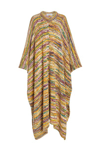 Lopez Knit Poncho in Petrol Multi Cashmere