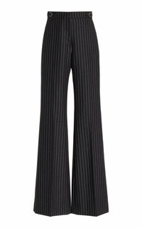 Jones Pant in Grey Pinstripe Wool
