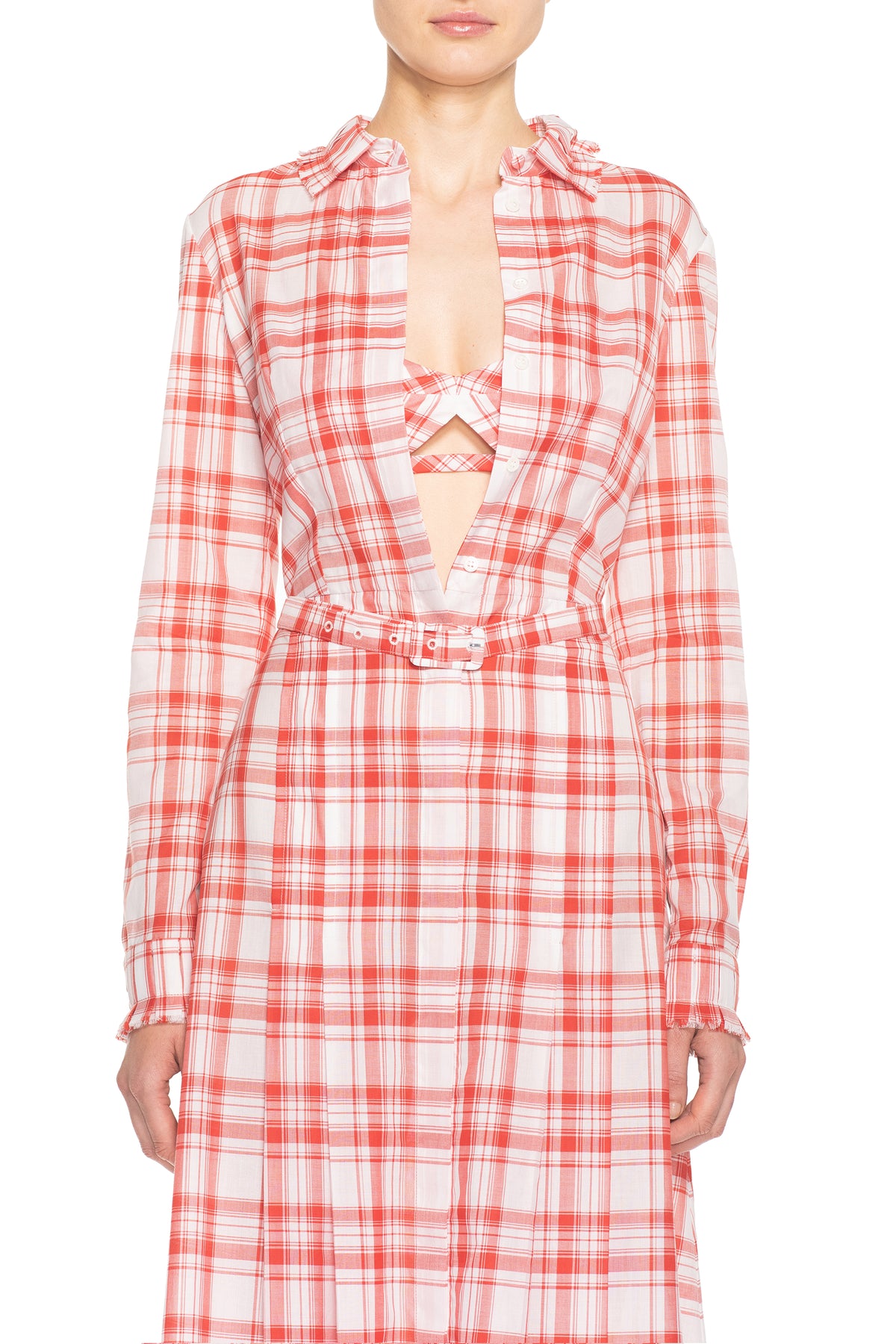 レッドチェックのアップサイクルコットンのガイアブラレット