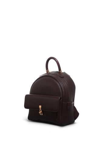 Mini Billie Backpack in Bordeaux Nappa Leather with Crocodile Leather Handle