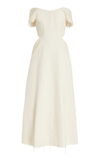Erinna Dress in Ivory Textured Linen