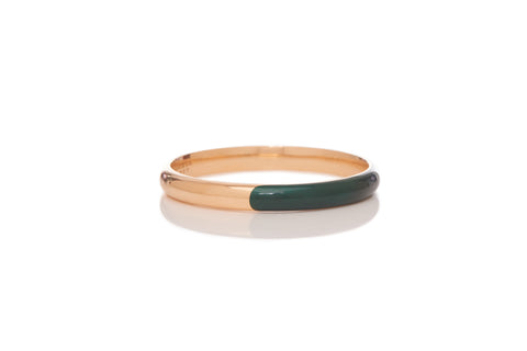 Vitreous Green Enamel & 18K Gold Bangle