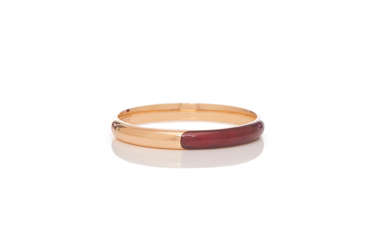 Vitreous Red Enamel & 18K Gold Bangle