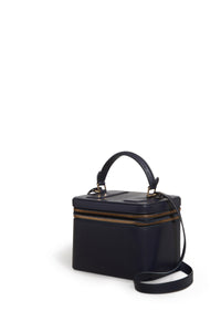 Cartuchera Makeup Bag in Navy Nappa Leather