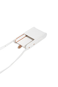 Mabel Crossbody Phone Case in Ivory Nappa Leather