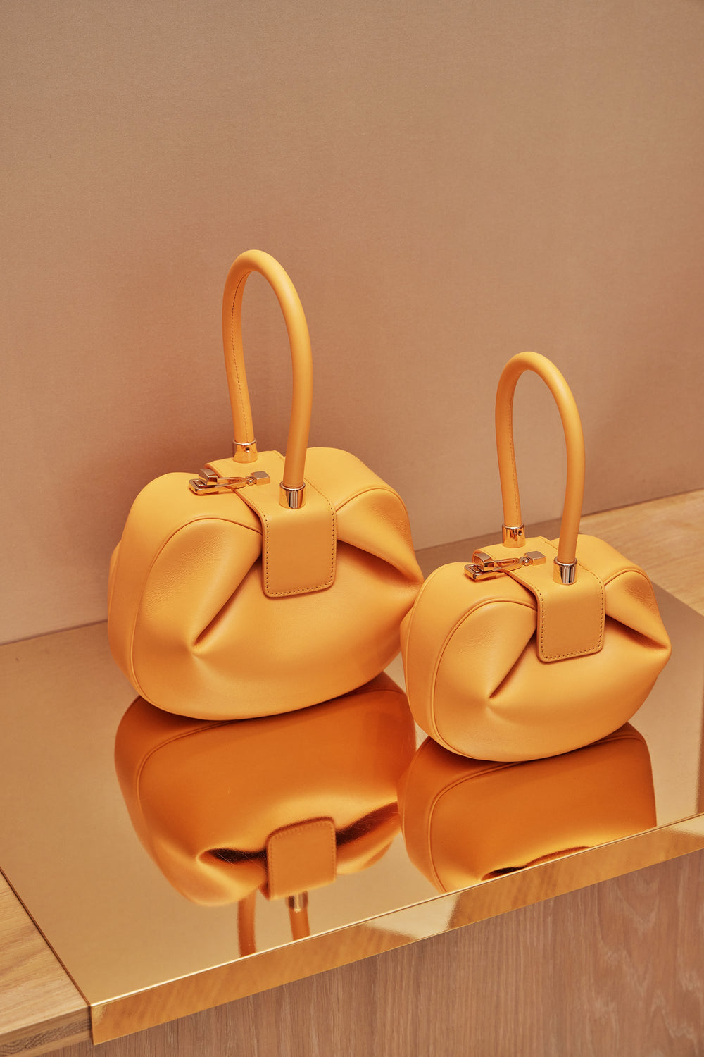 Demi Bag in Fluorescent Orange Nappa Leather