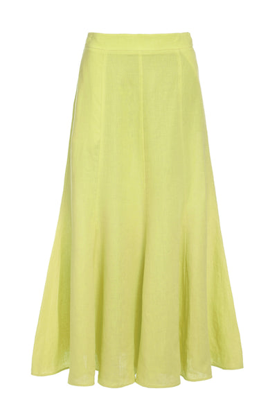 Tate Midi Skirt in Fluorescent Yellow Aloe Linen – Gabriela