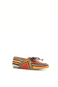 Hays Crochet Flat Shoe in Rust Multi Nappa Leather