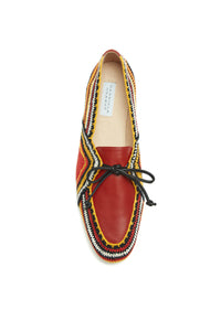 Hays Crochet Flat Shoe in Rust Multi Nappa Leather