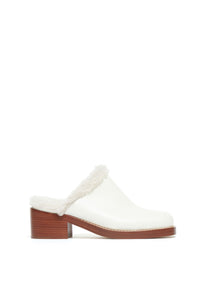 Armin Mules in Cream Leather with Wool Fur