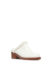 Armin Mules in Cream Leather with Wool Fur