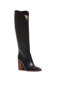 Cora High Knee Boot in Black Leather