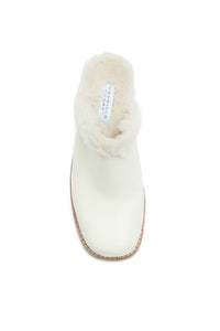 Armin Mules in Cream Leather with Wool Fur
