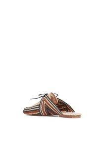 Harriet Flat Mule in Brown Multi Raffia