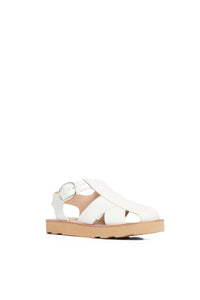 Horatio Flat Sandal in Cream Nappa Leather