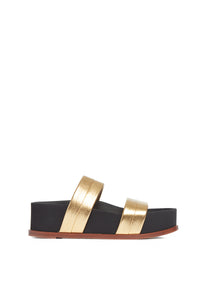 Striker Platform Sandal in Gold Nappa Leather