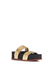 Striker Platform Sandal in Gold Nappa Leather