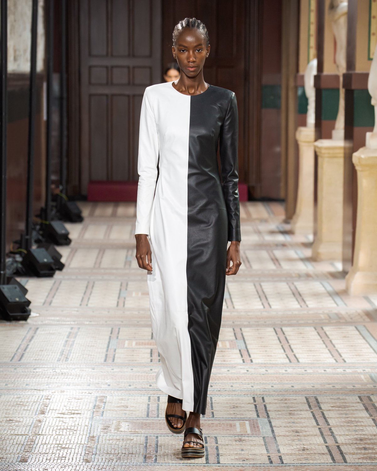 Currie Dress in Black & White Nappa Leather