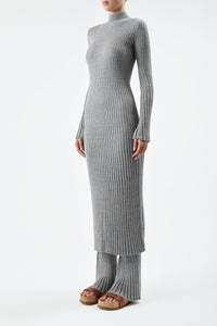 Castor Knit Dress in Light Blue Melange Cashmere