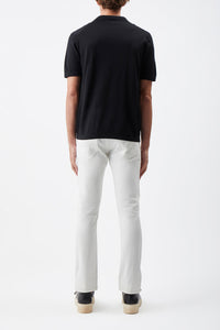 Stendhal Knit Short Sleeve Polo in Black Cashmere