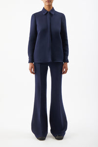 Cruz Shirt in Dark Navy Virgin Wool