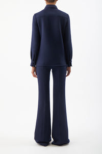 Cruz Shirt in Dark Navy Virgin Wool