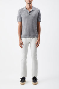 Stendhal Knit Short Sleeve Polo in Heather Grey Cashmere