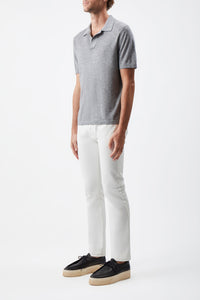 Stendhal Knit Short Sleeve Polo in Heather Grey Cashmere