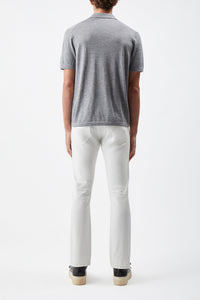 Stendhal Knit Short Sleeve Polo in Heather Grey Cashmere