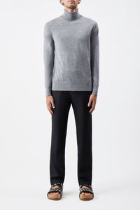 Jermaine Knit Turtleneck in Heather Grey Merino Wool