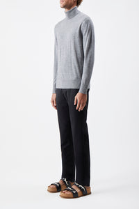 Jermaine Knit Turtleneck in Heather Grey Merino Wool