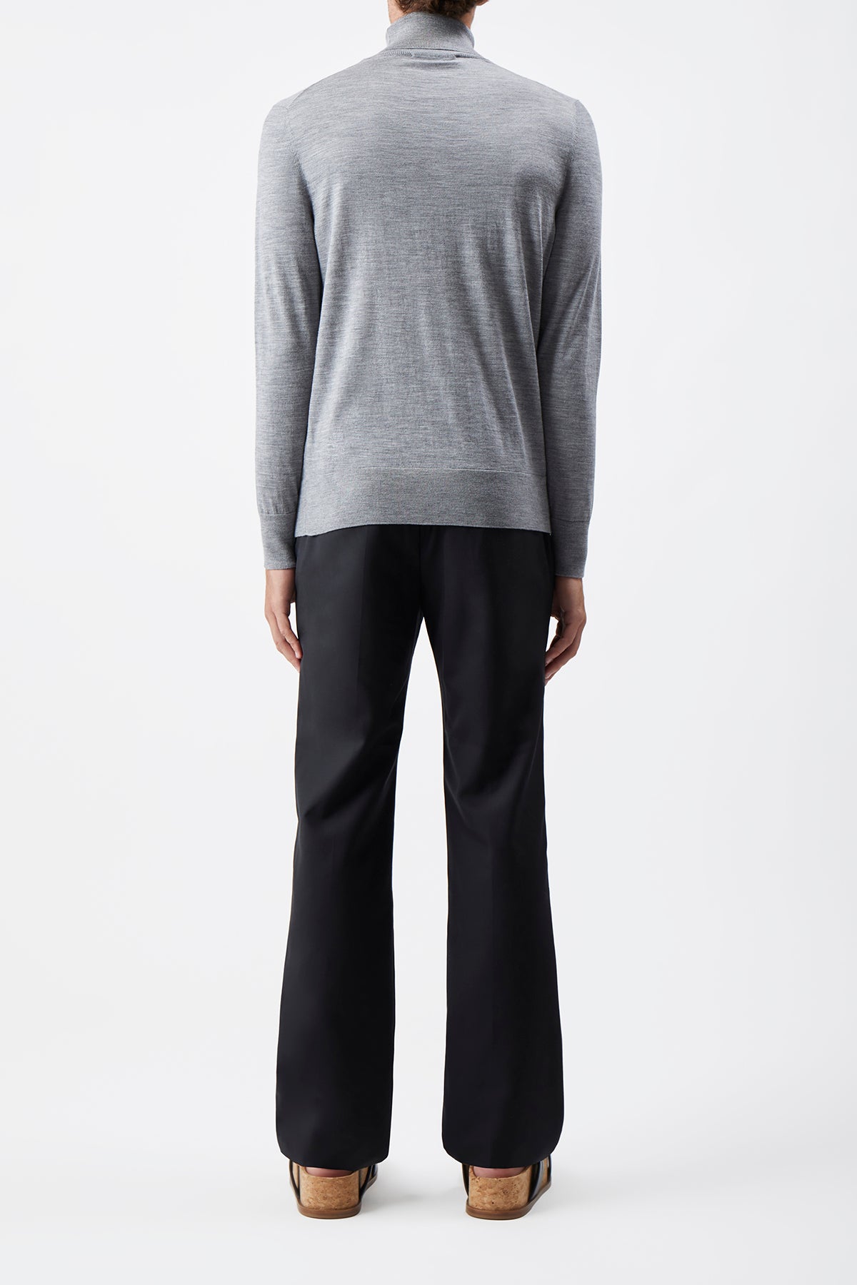 Jermaine Knit Turtleneck in Heather Grey Merino Wool