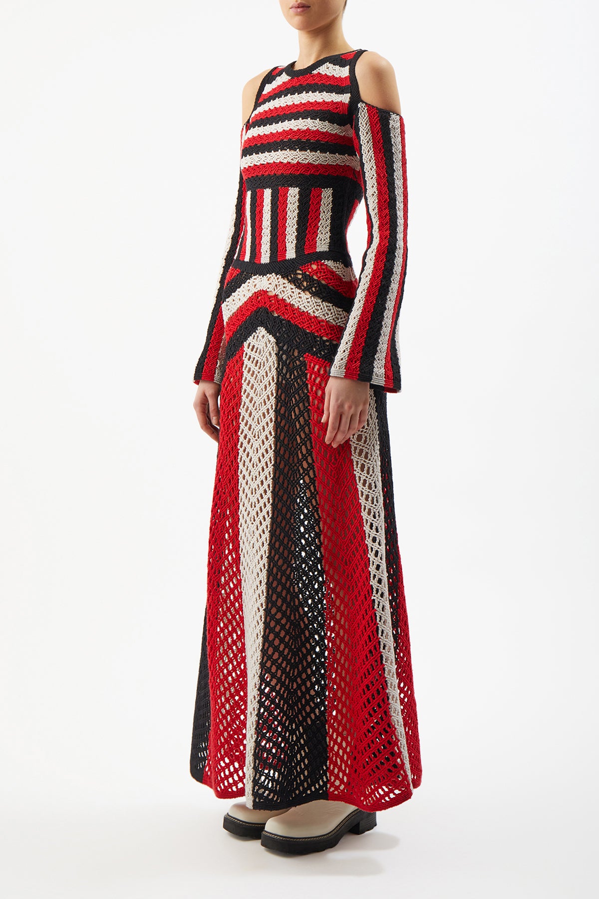 Carr Macrame Dress in Red Multi Wool