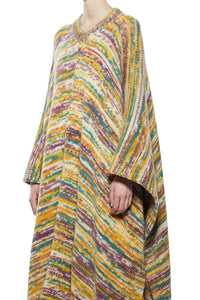 Lopez Knit Poncho in Petrol Multi Cashmere