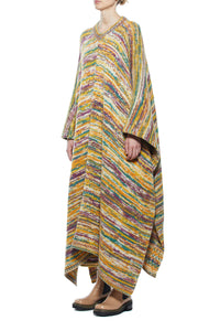 Lopez Knit Poncho in Petrol Multi Cashmere