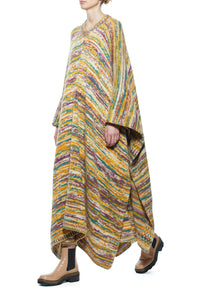 Lopez Knit Poncho in Petrol Multi Cashmere