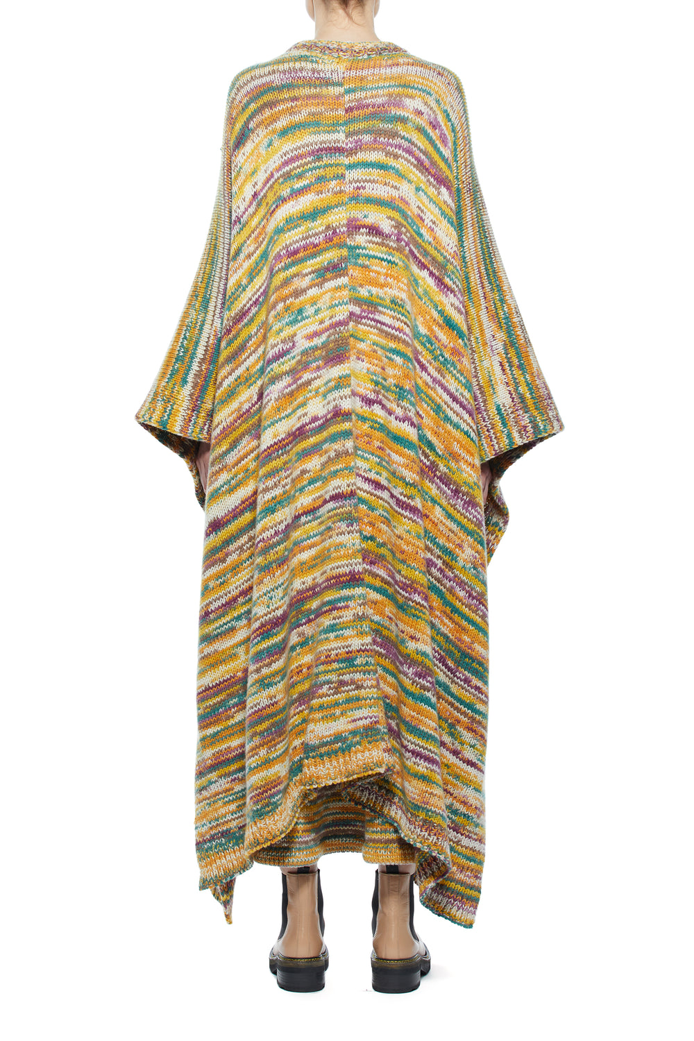 ロペス ニットポンチョ ペトロールマルチカシミア