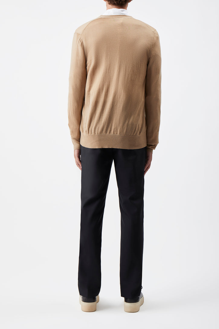 Duke Knit Cardigan in Camel Cashmere