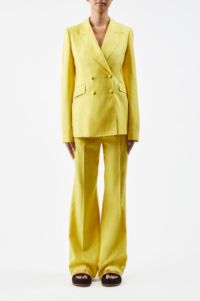 Vesta Pant in Cadmium Yellow Silk Wool and Linen