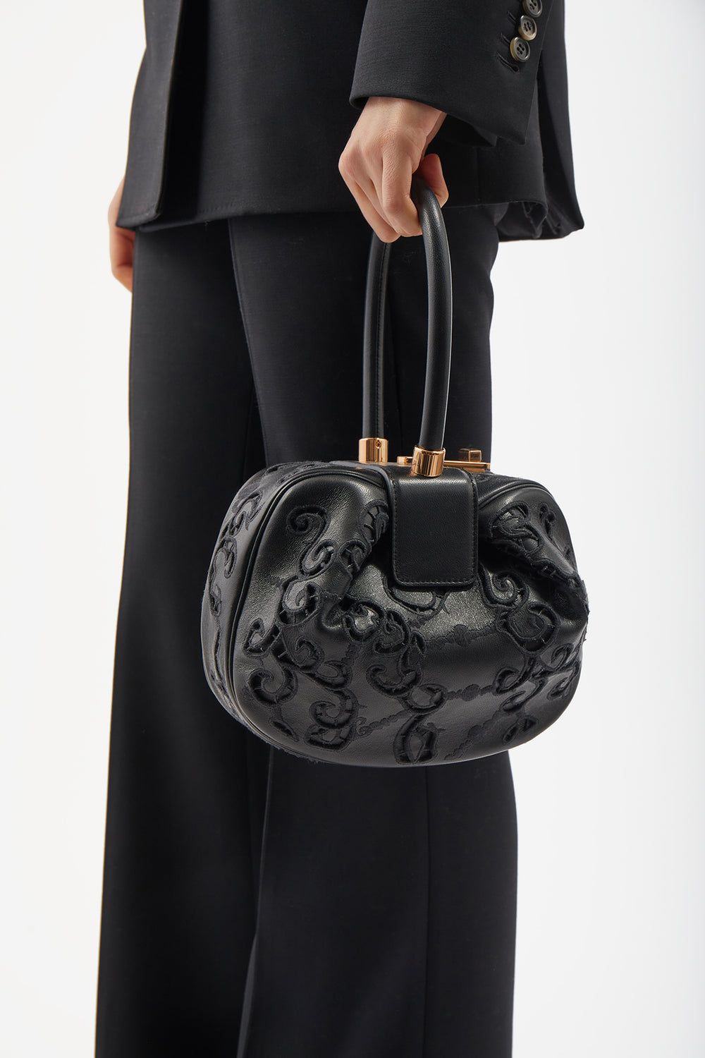 Nina Lace Bag in Black Nappa Leather